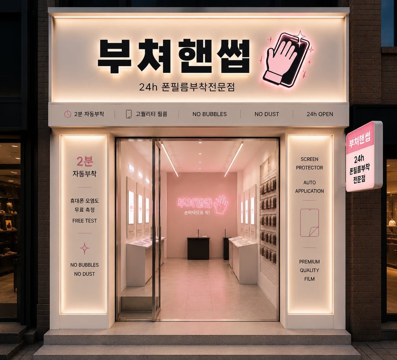 부쳐핸썹 플래그십 스토어 야간 전경